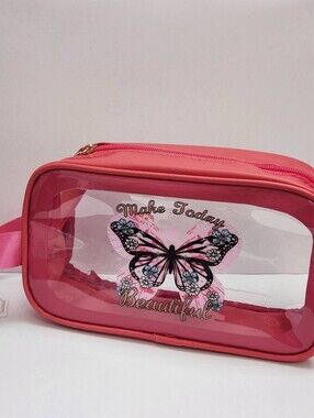 Pink Butterfly Clear Toiletry Bag - Make Today Beautiful